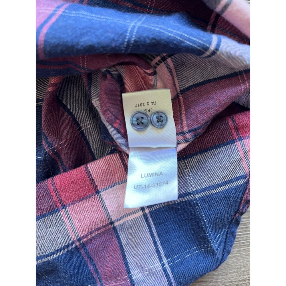 UNTUCKit Western Casual Pink & Blue Plaid Cotton Button Up Shirt Blouse Sz 18 - Picture 6 of 9